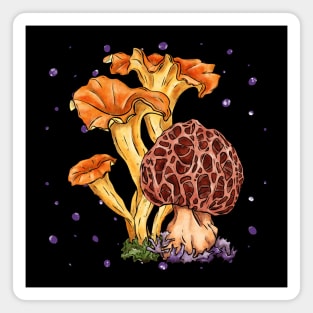 Bright graphic mushrooms, morel hunter Magnet